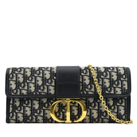 CHRISTIAN DIOR 30 Montaigne Oblique Jacquard Crossbody Clutch Blue Rovelle Bags