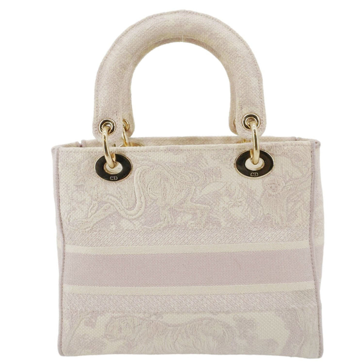 CHRISTIAN DIOR Lady Dior D-Lite Embroidered Canvas Shoulder Bag Beige Rovelle Bags