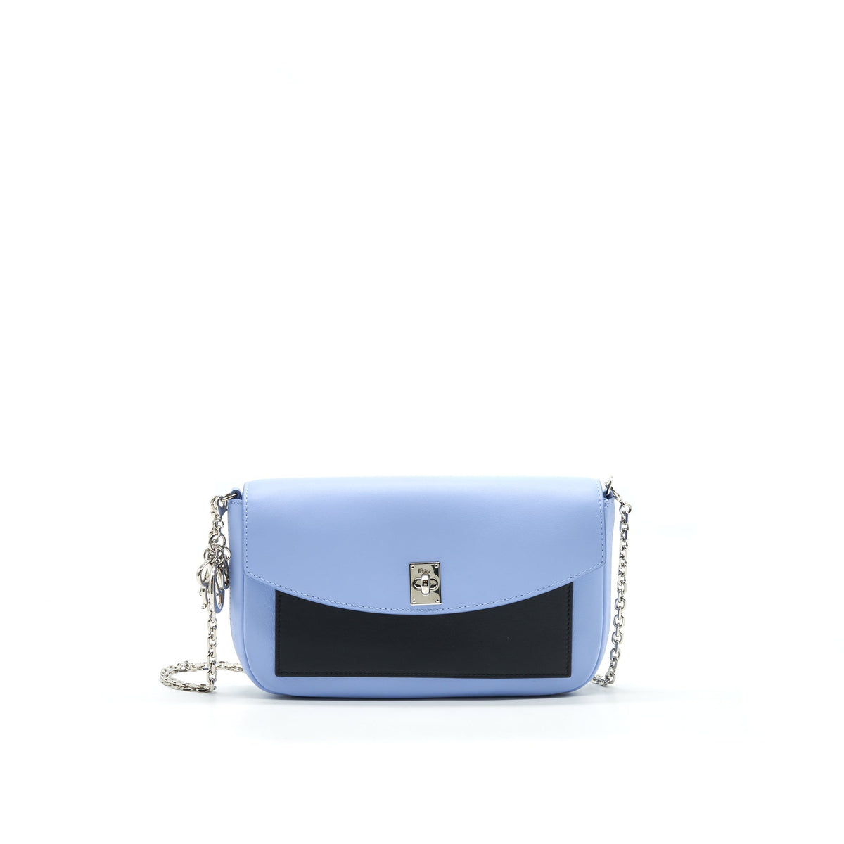 Dior Evening Wallet on chain Light Blue/ black/ White Rovelle Bags