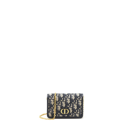 Dior 30 Montaign Nano pouch with Chain Blue Oblique jacquard Rovelle Bags