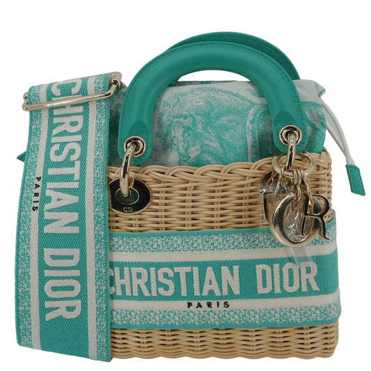 CHRISTIAN DIOR Lady Dior Mini Wicker Oblique Shoulder Bag Green Rovelle Bags