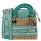 CHRISTIAN DIOR Lady Dior Mini Wicker Oblique Shoulder Bag Green Rovelle Bags