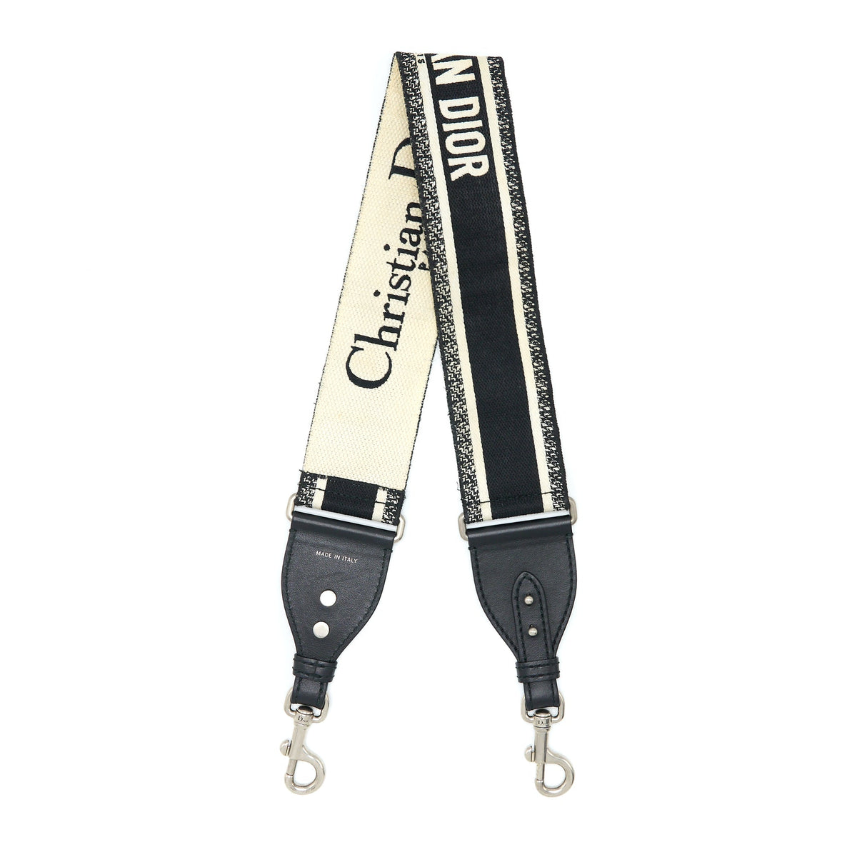 Dior Canvas Embroidered Shoulder Strap Black/White Rovelle Bags