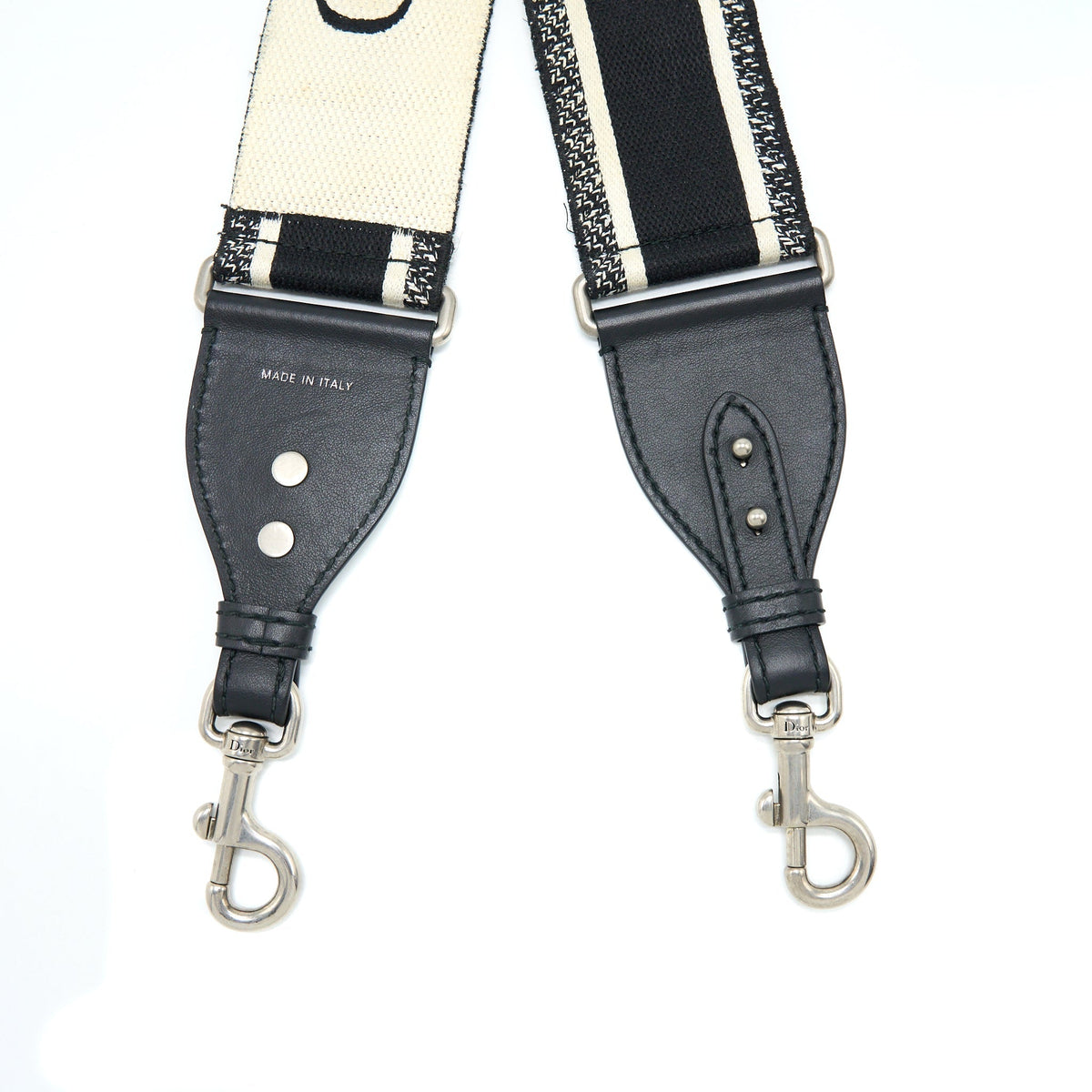 Dior Canvas Embroidered Shoulder Strap Black/White Rovelle Bags