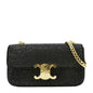 CELINE Triomphe Claude Suede Strass Shoulder Bag Black