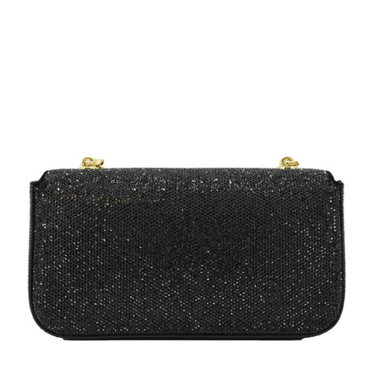 CELINE Triomphe Claude Suede Strass Shoulder Bag Black