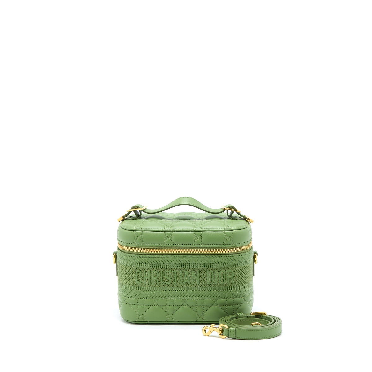 Dior Small Diortravel Vanity Case Cannage Lambskin Green Rovelle Bags
