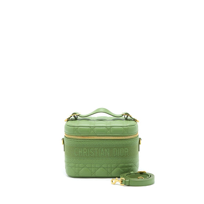 Dior Small Diortravel Vanity Case Cannage Lambskin Green Rovelle Bags