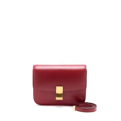 Celine Medium Classic Box Purse Calfskin Red