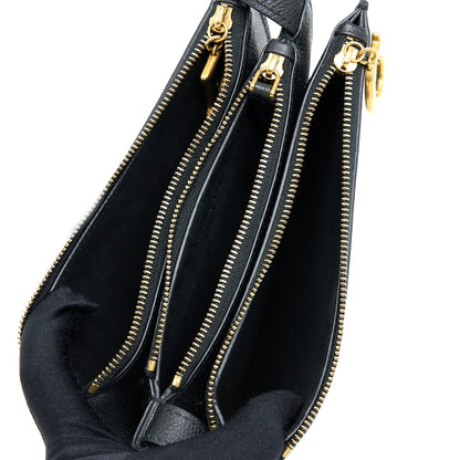 Dior Saddle Trio Crossbody Pouch Calfskin Black Rovelle Bags