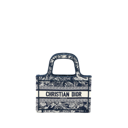 Dior Mini Book Tote Limited Edition Blue Toile De Jouy Reverse Embroidery Rovelle Bags