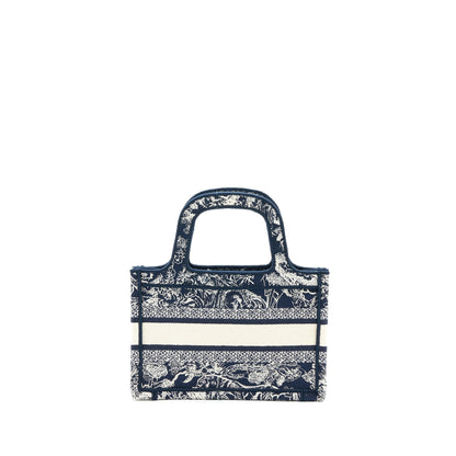 Dior Mini Book Tote Limited Edition Blue Toile De Jouy Reverse Embroidery Rovelle Bags