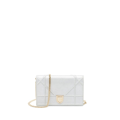 Dior Diorama Wallet on Chain Calfskin Light Grey Rovelle Bags