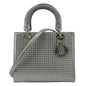 CHRISTIAN DIOR Lady Dior Micro Cannage Leather Shoulder Bag Metallic Rovelle Bags