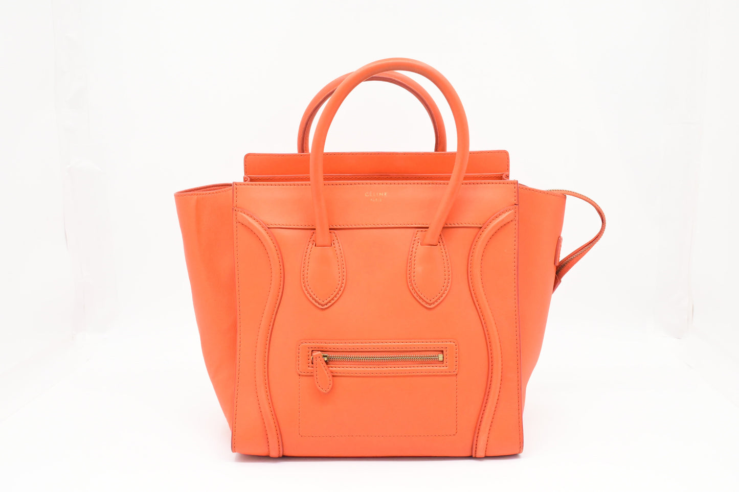 Celine Mini Luggage in Orange Leather