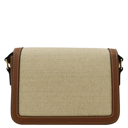 CELINE Triomphe Medium Leather Textile Shoulder Bag Light Brown