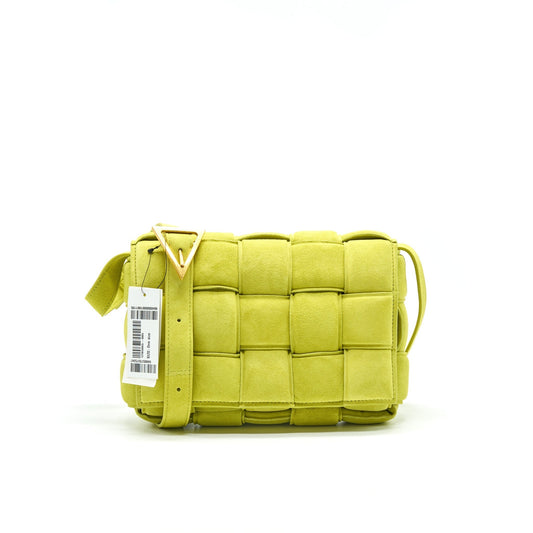 BOTTEGA VENETA CASSETTE PADDED SUEDE MESSAGER Purse GREEN