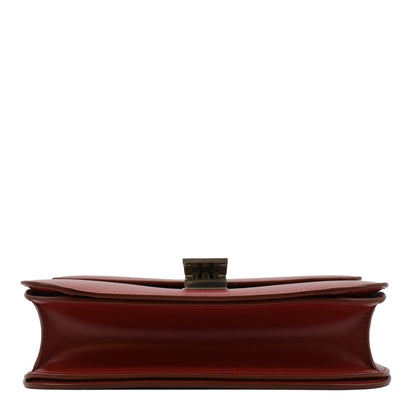CELINE Classic Box Medium Leather Flap Shoulder Bag Red