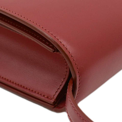 CELINE Classic Box Medium Leather Flap Shoulder Bag Red