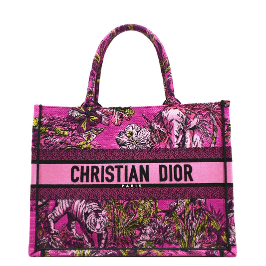 CHRISTIAN DIOR Medium Book Oblique Embroidered Canvas Tote Bag Pink Rovelle Bags