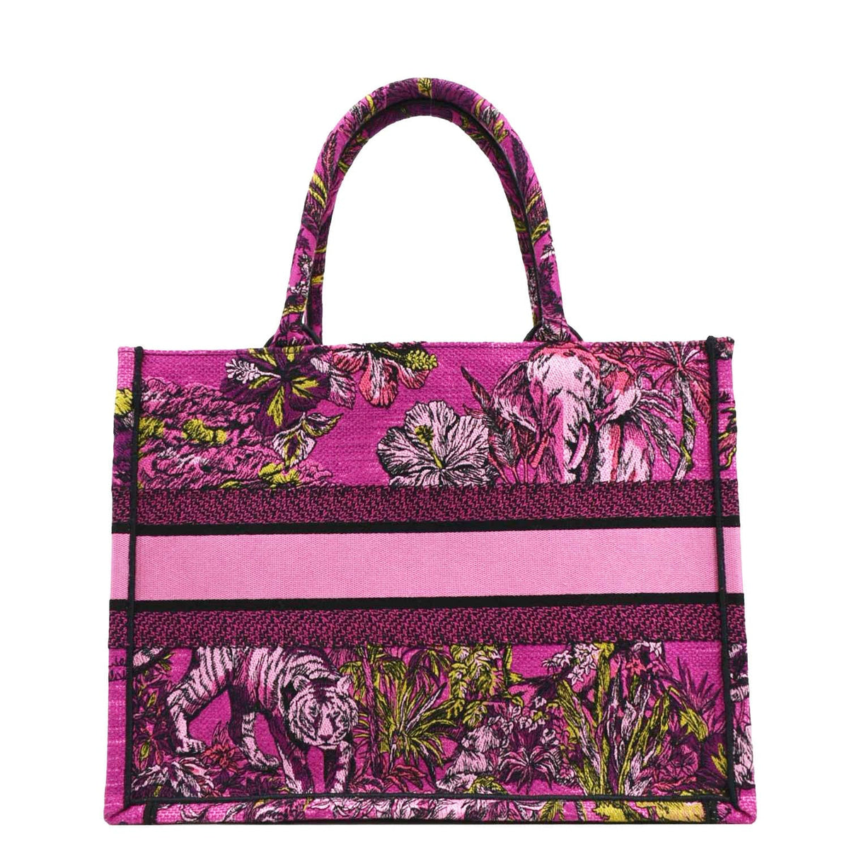 CHRISTIAN DIOR Medium Book Oblique Embroidered Canvas Tote Bag Pink Rovelle Bags