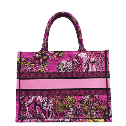 CHRISTIAN DIOR Medium Book Oblique Embroidered Canvas Tote Bag Pink Rovelle Bags