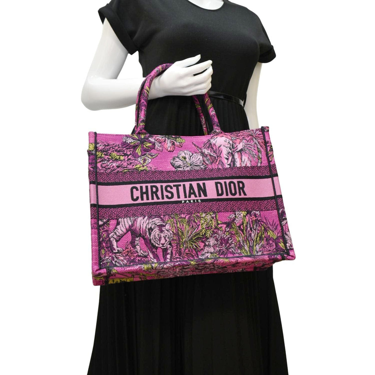 CHRISTIAN DIOR Medium Book Oblique Embroidered Canvas Tote Bag Pink Rovelle Bags