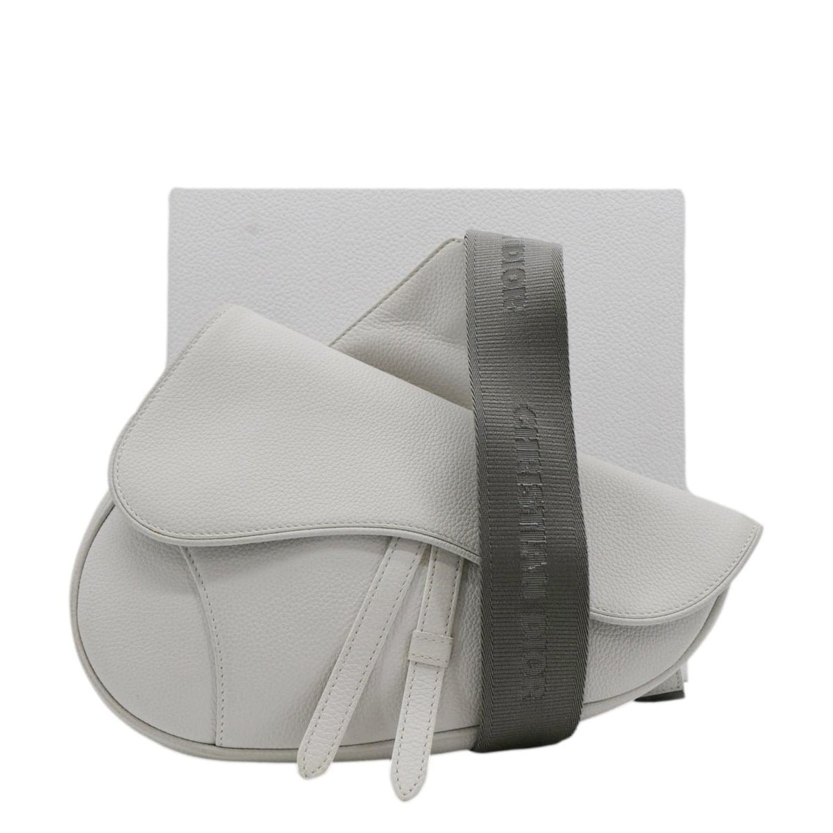 Christian Dior Mens Saddle Grained Calfskin Leather Satchel Bag White Rovelle Bags