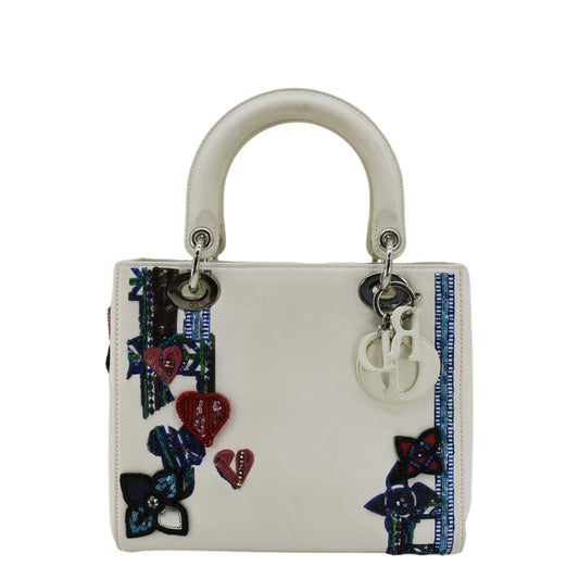 CHRISTIAN DIOR Lady Dior Patch Embellished Leather Tote Bag White Rovelle Bags