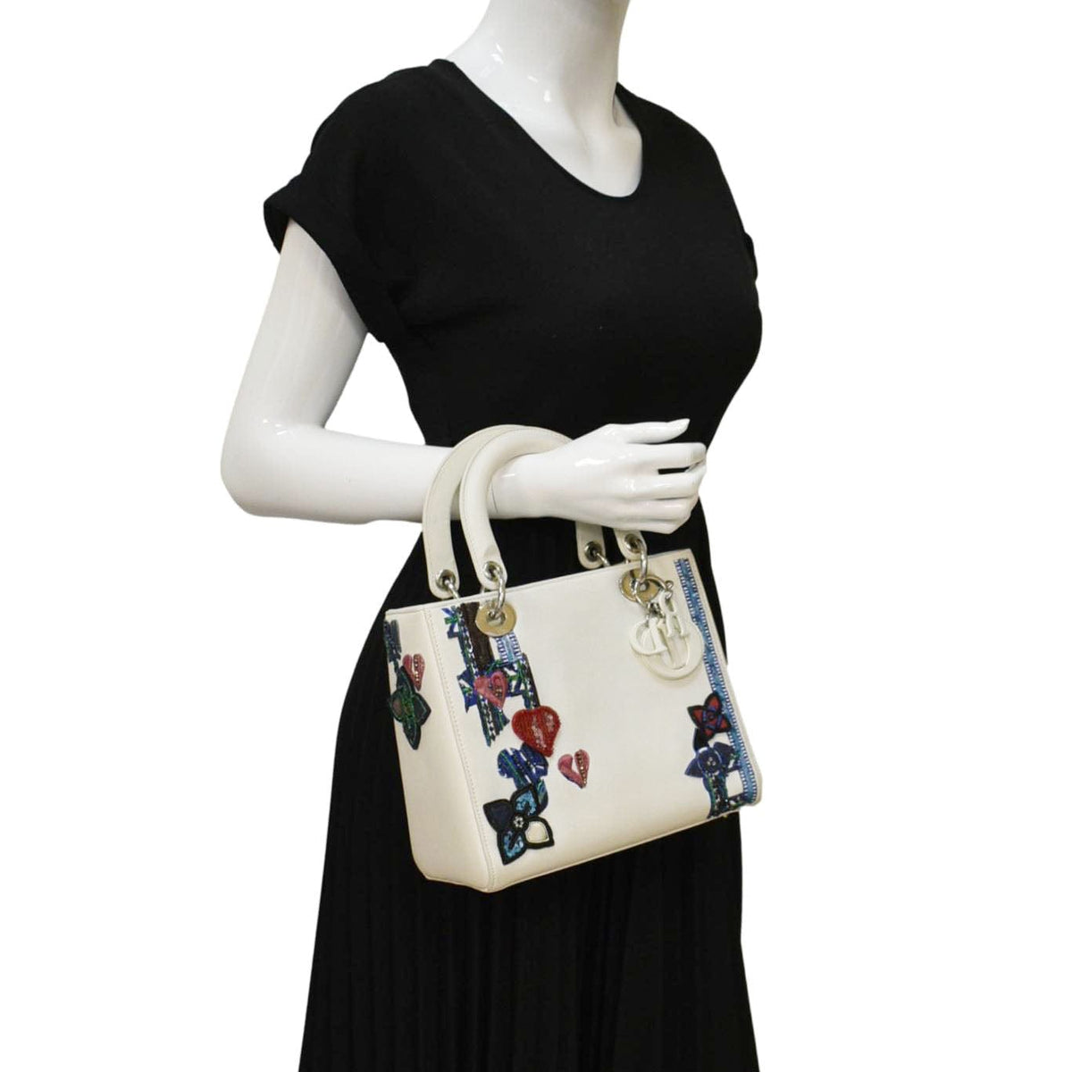 CHRISTIAN DIOR Lady Dior Patch Embellished Leather Tote Bag White Rovelle Bags
