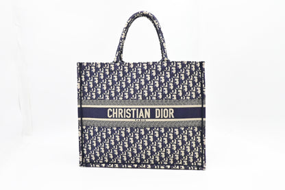 Dior Large Book Tote in Navy Oblique Embroidery Canvas Rovelle Bags