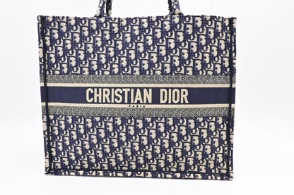 Dior Large Book Tote in Navy Oblique Embroidery Canvas Rovelle Bags