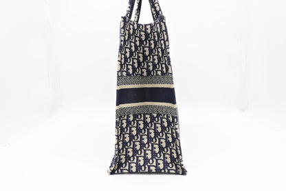 Dior Large Book Tote in Navy Oblique Embroidery Canvas Rovelle Bags