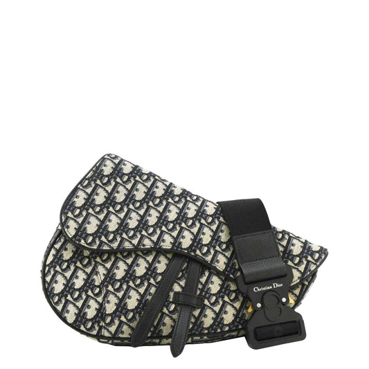 Christian Dior Saddle Oblique Jacquard Belt Crossbody Bag Navy Blue Rovelle Bags