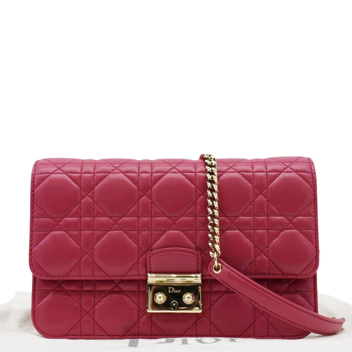 CHRISTIAN DIOR Miss Dior Promenade Cannage Quilted Leather Crossbody Bag Fuchsia Rovelle Bags