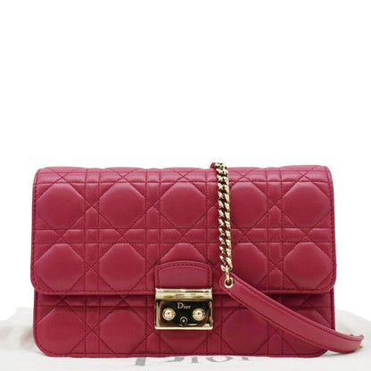 CHRISTIAN DIOR Miss Dior Promenade Cannage Quilted Leather Crossbody Bag Fuchsia Rovelle Bags