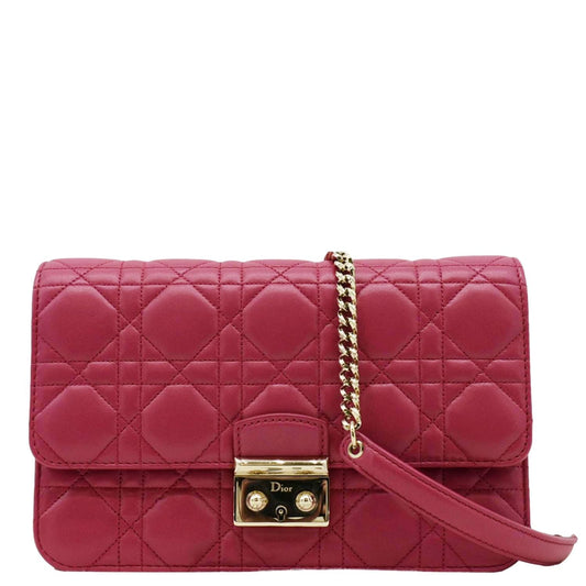 CHRISTIAN DIOR Miss Dior Promenade Cannage Quilted Leather Crossbody Bag Fuchsia Rovelle Bags