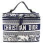 CHRISTIAN DIOR Travel Oblique Embroidery Canvas Vanity Case Blue Rovelle Bags