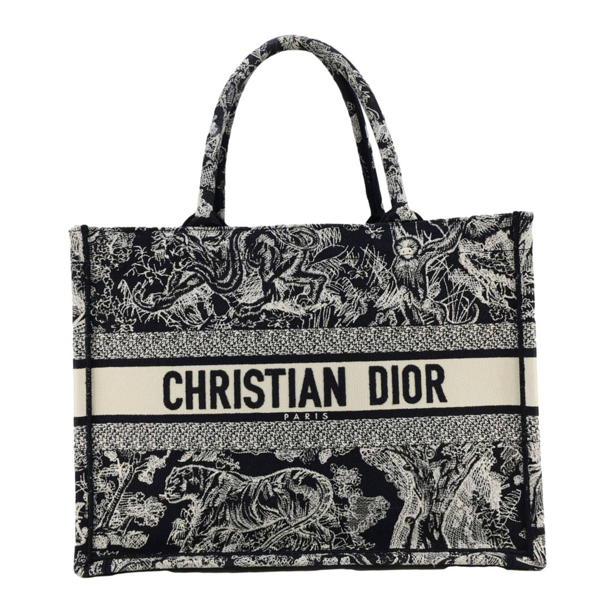 CHRISTIAN DIOR Book Medium Toile De Jouy Reverse Embroidery Tote Blue Rovelle Bags