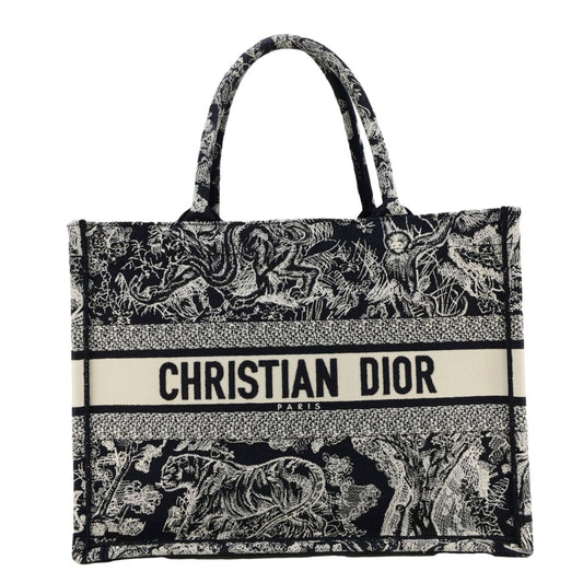 CHRISTIAN DIOR Book Medium Toile De Jouy Reverse Embroidery Tote Blue Rovelle Bags