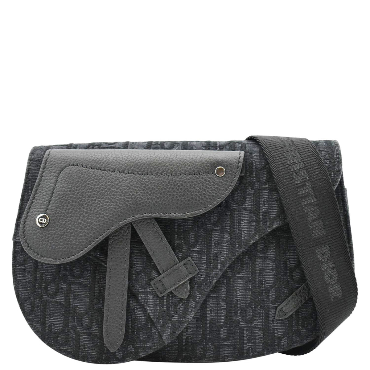 CHRISTIAN DIOR Saddle Oblique Jacquard Crossbody Bag Black Rovelle Bags