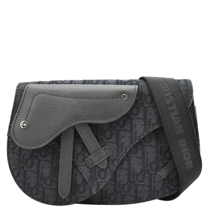 CHRISTIAN DIOR Saddle Oblique Jacquard Crossbody Bag Black Rovelle Bags