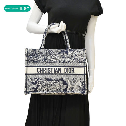 CHRISTIAN DIOR Book Medium Toile De Jouy Reverse Embroidery Tote Blue Rovelle Bags