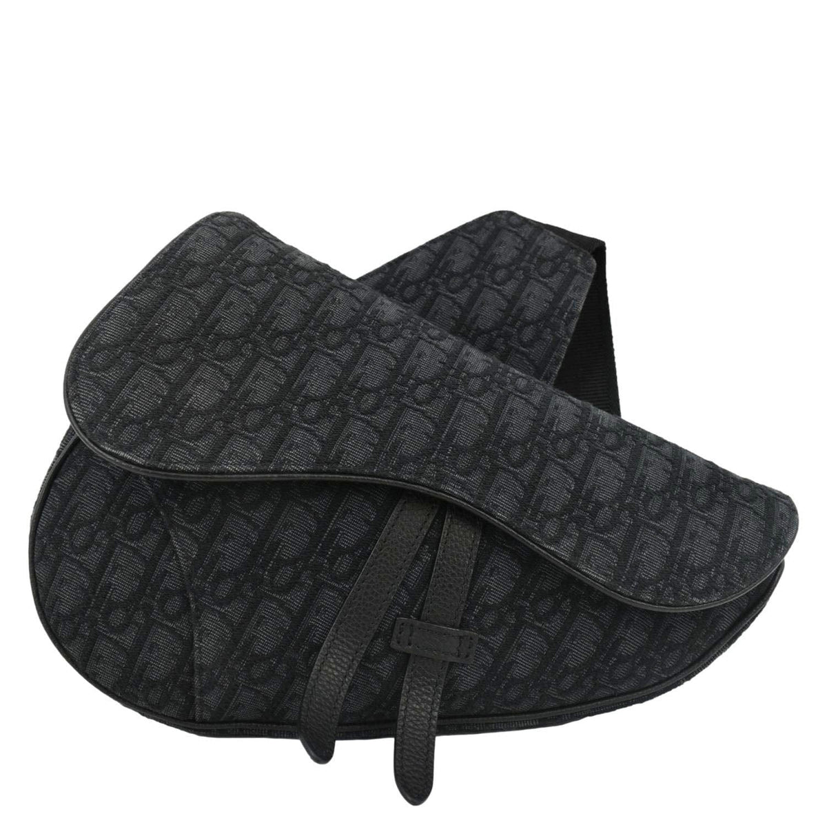 CHRISTIAN DIOR Saddle Oblique Jacquard Crossbody Bag Black Rovelle Bags