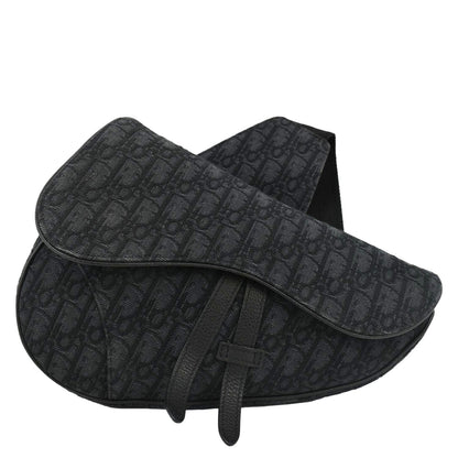 CHRISTIAN DIOR Saddle Oblique Jacquard Crossbody Bag Black Rovelle Bags