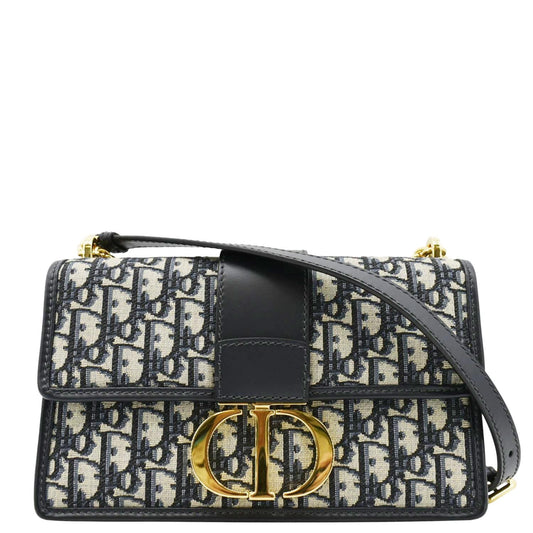 CHRISTIAN DIOR 30 Montaigne Oblique Jacquard Crossbody Clutch Bag Blue Rovelle Bags