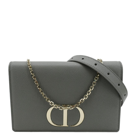 Christian Dior 30 Montaigne 2 In 1 Grained Calfskin Leather Pouch Dark Grey Rovelle Bags