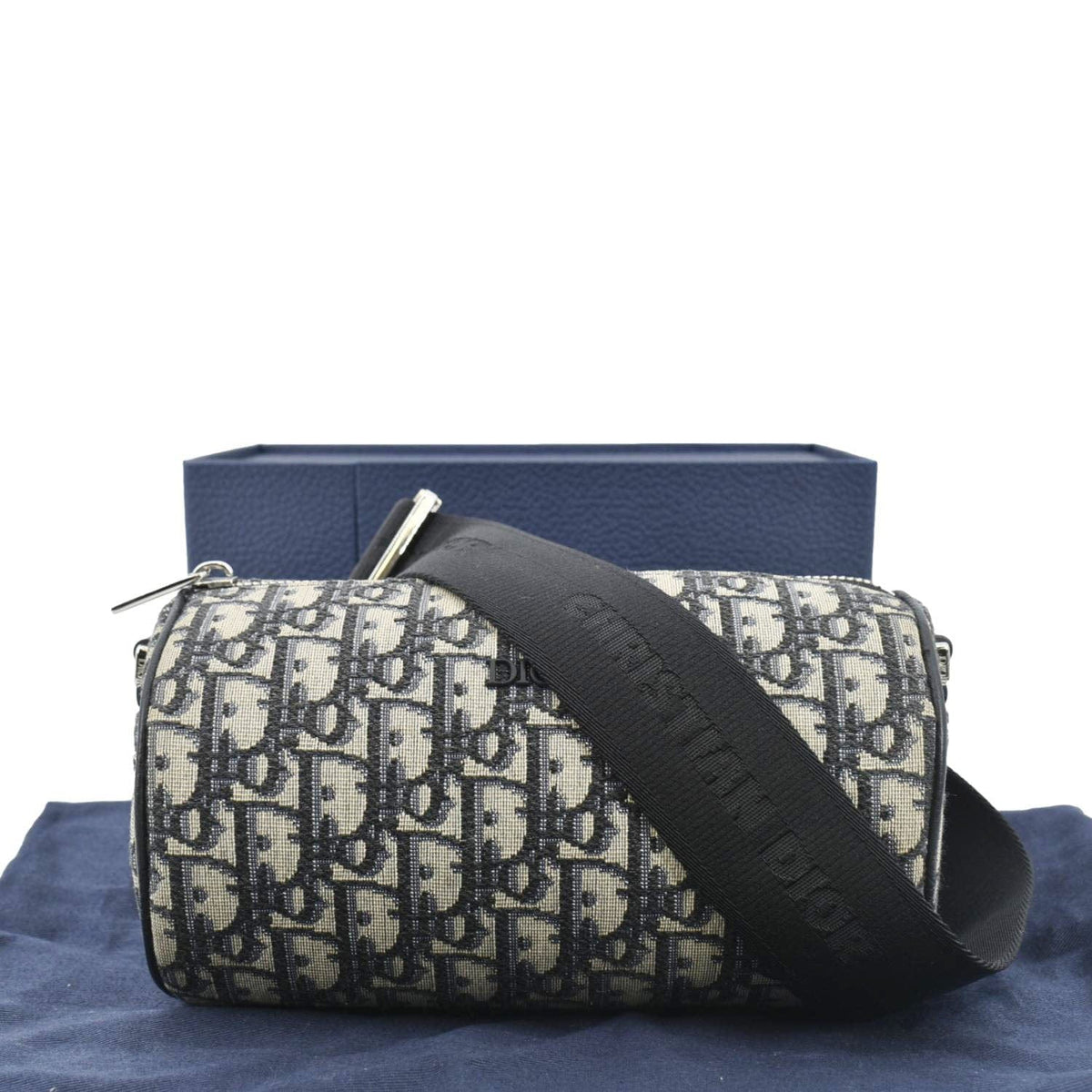 CHRISTIAN DIOR Roller Oblique Canvas Messenger Bag Navy Blue Rovelle Bags