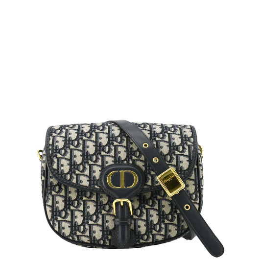 CHRISTIAN DIOR Bobby Medium Oblique Jacquard Canvas Crossbody Bag Navy Blue Rovelle Bags