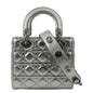 CHRISTIAN DIOR Lady Dior Lambskin Leather Shoulder Bag Metallic Silver Rovelle Bags